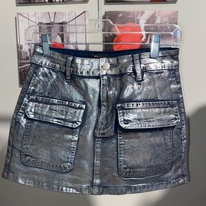 American Bazi Shimmering Silver Mini Skirt